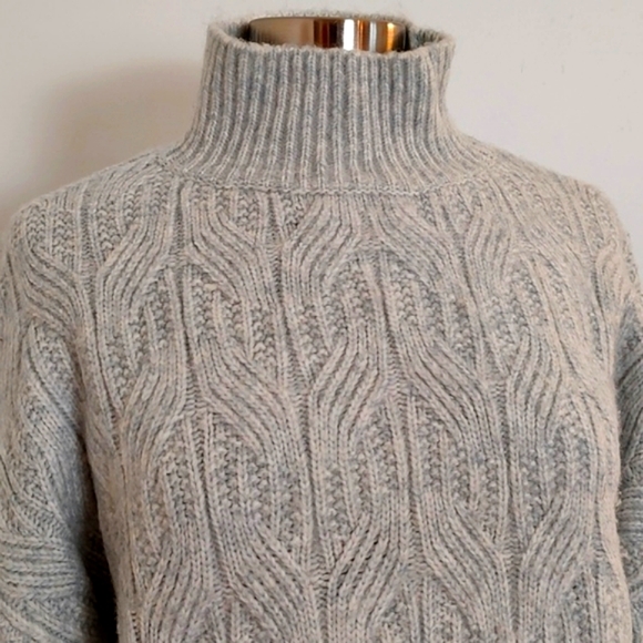 Prologue Aqua & White Chunky Turtle Neck Sweater/ Size L - Picture 4 of 10